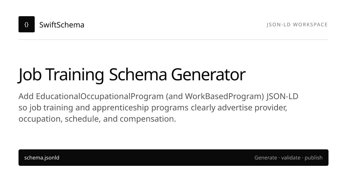Free Job Training Schema Generator | JSON-LD for Google Rich Results