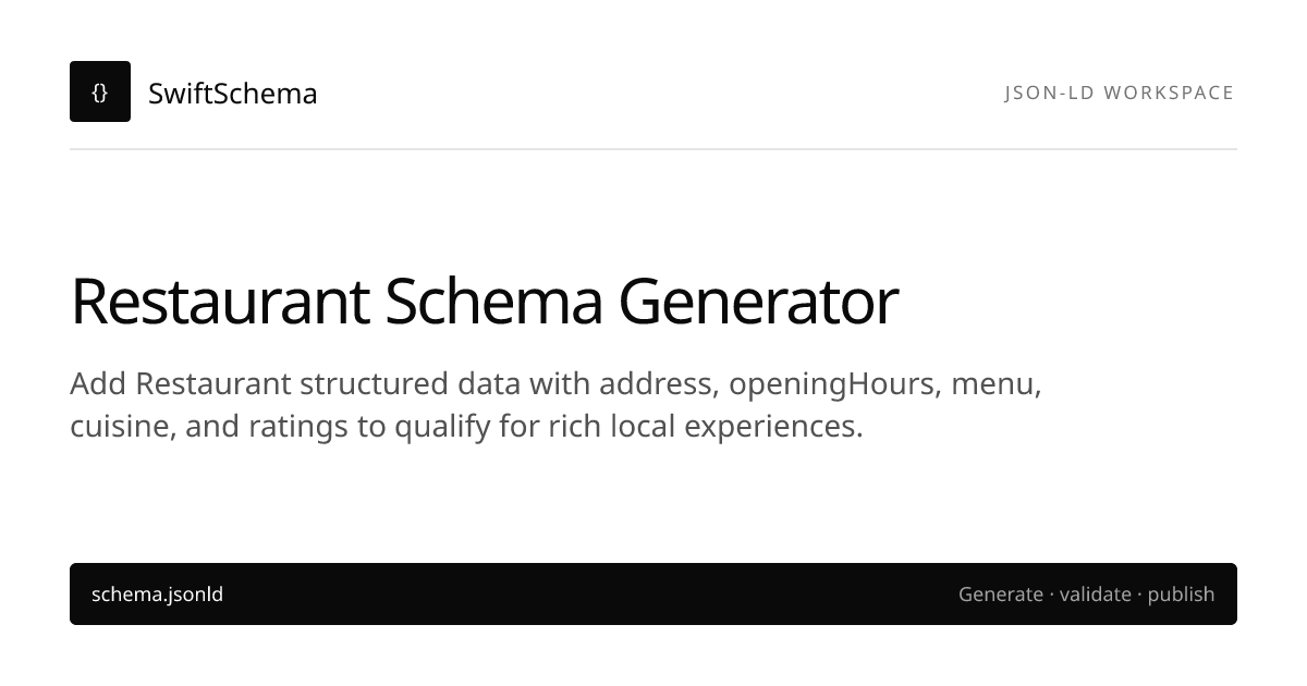 Free Restaurant Schema Generator | JSON-LD for Google search-ready ...